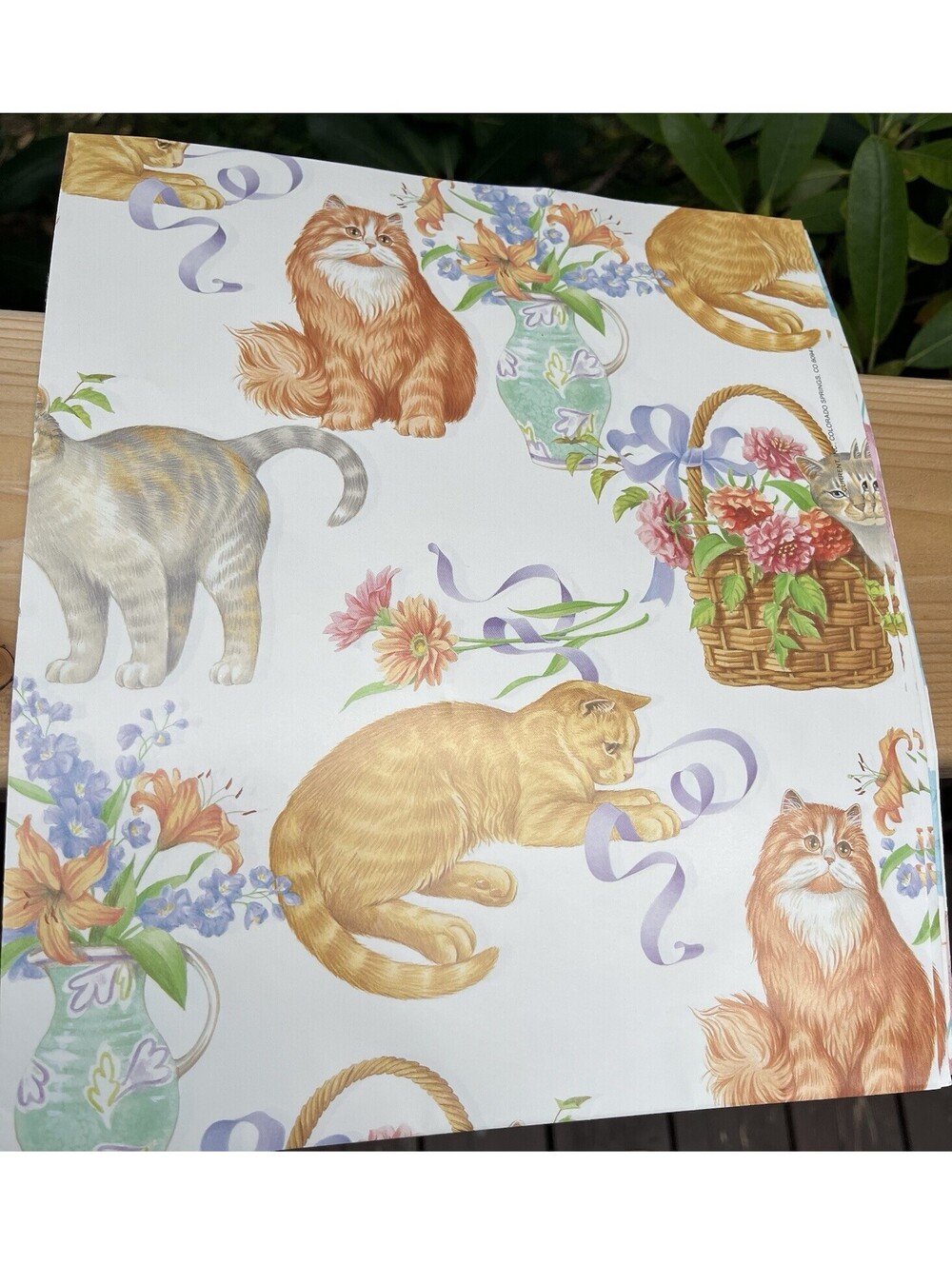Vintage Current Gift Wrapping Paper 24"x30" Sheets Kitty Cats Three Sheets 1987